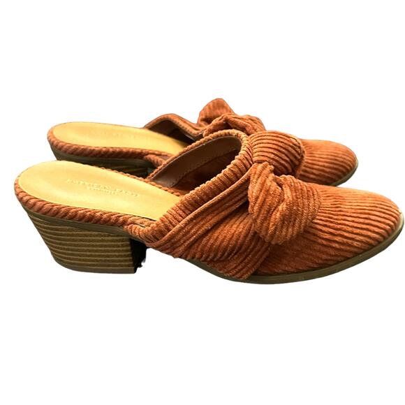 American Eagle Burnt Orange Corduroy Mules Size 6 - Picture 1 of 5